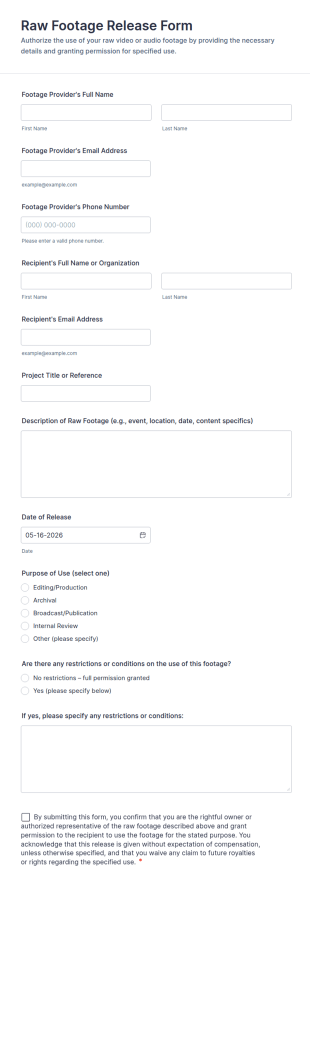 Raw Footage Release Form Template