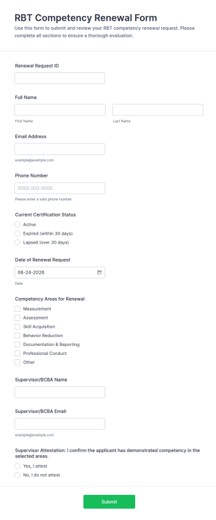RBT Competency Renewal Form Template