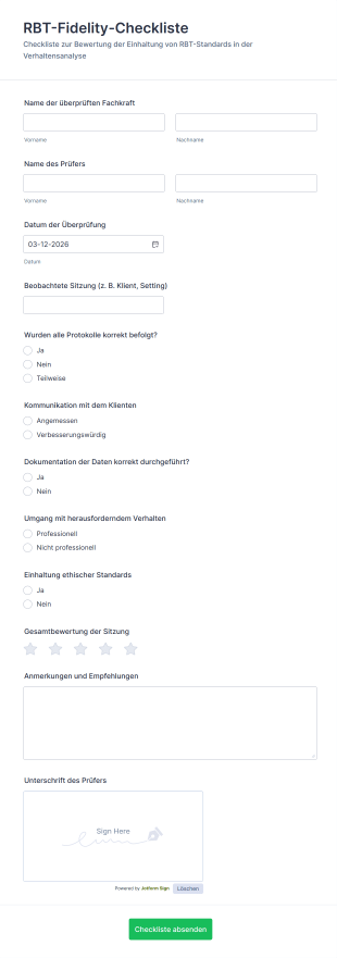RBT Fidelity Checkliste