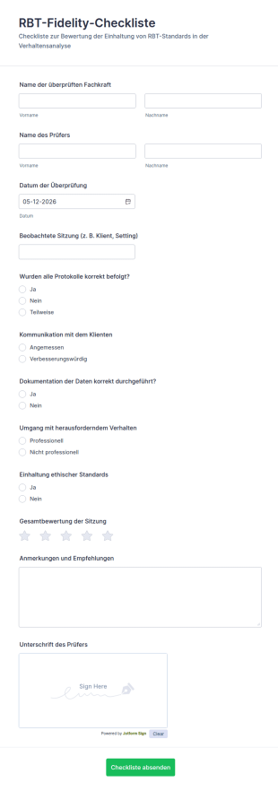 RBT Fidelity Checkliste