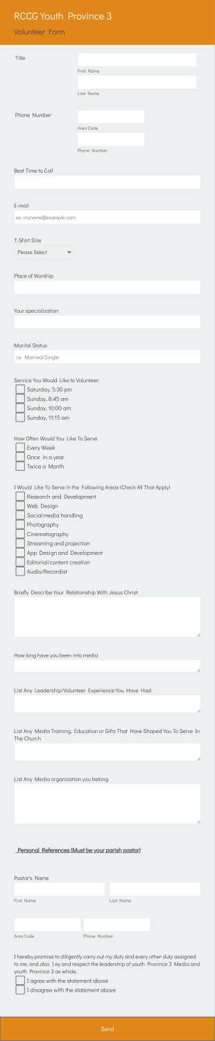RCCG Youth Province 3 Media Form Template