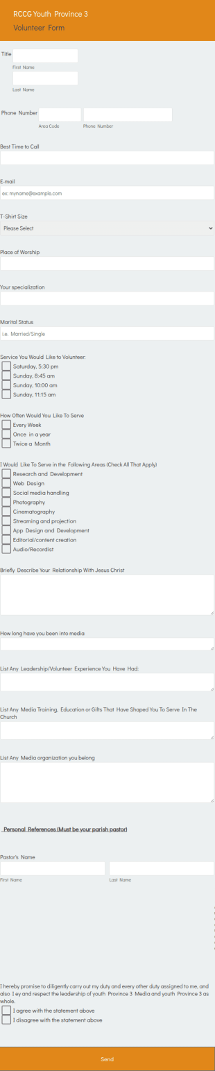RCCG Youth Province 3 Media Form Template