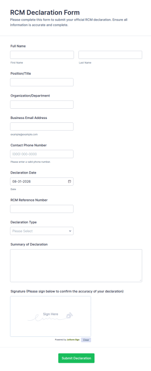 RCM Declaration Form Template
