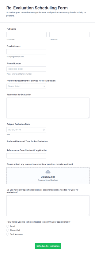 Re Evaluation Scheduling Form Template