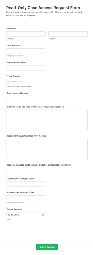 Read Only Case Access Request Form Template