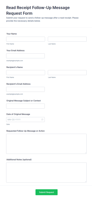 Read Receipt Follow Up Message Request Form Template