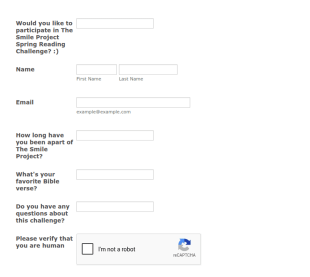Reading Challenge Signup Form Template