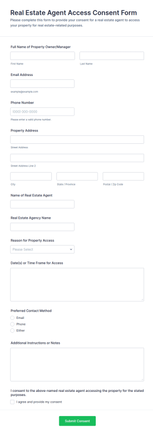 Real Estate Agent Access Consent Form Template