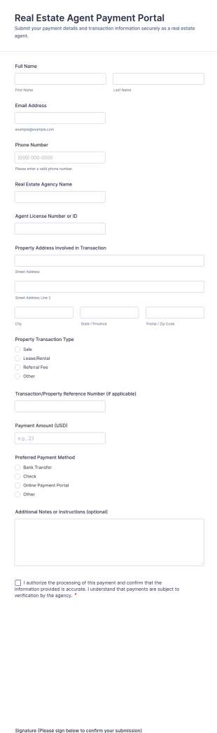 Real Estate Agent Payment Portal Form Template