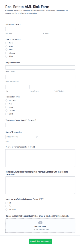Real Estate AML Risk Assessment Form Template