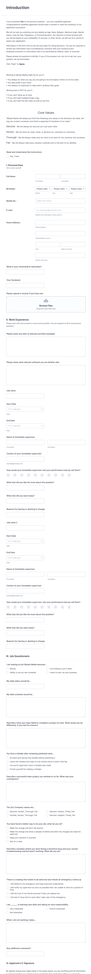 Real Estate Application Form Template