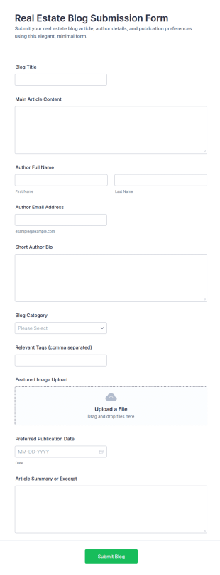 Real Estate Blog Submission Form Template