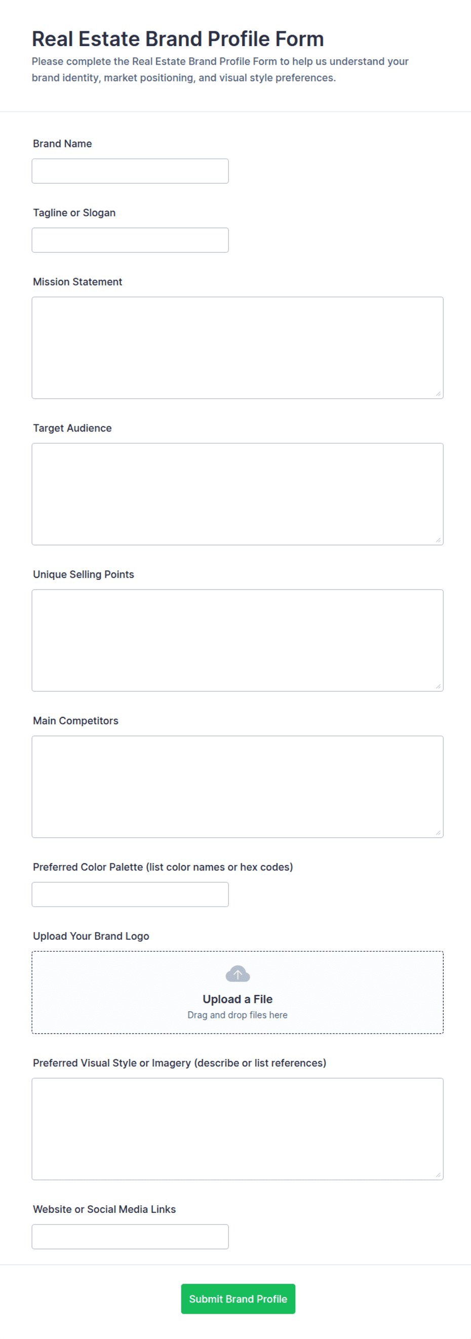 Real Estate Brand Profile Form Template | Jotform