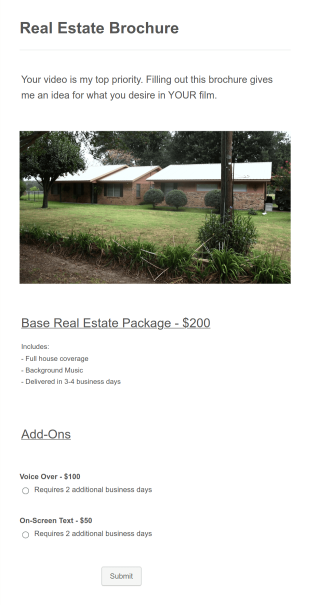 Real Estate Brochure Design Request Form Template