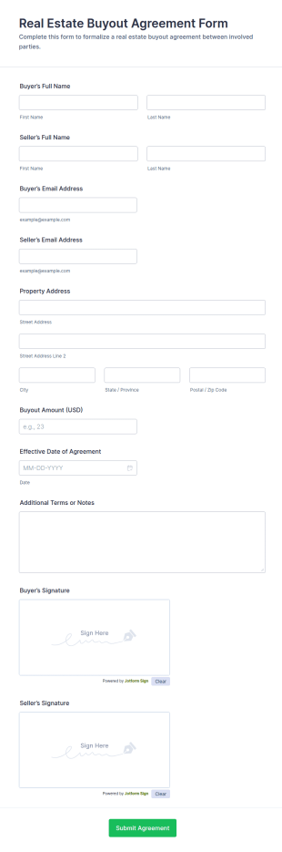 Real Estate Buyout Agreement Form Template