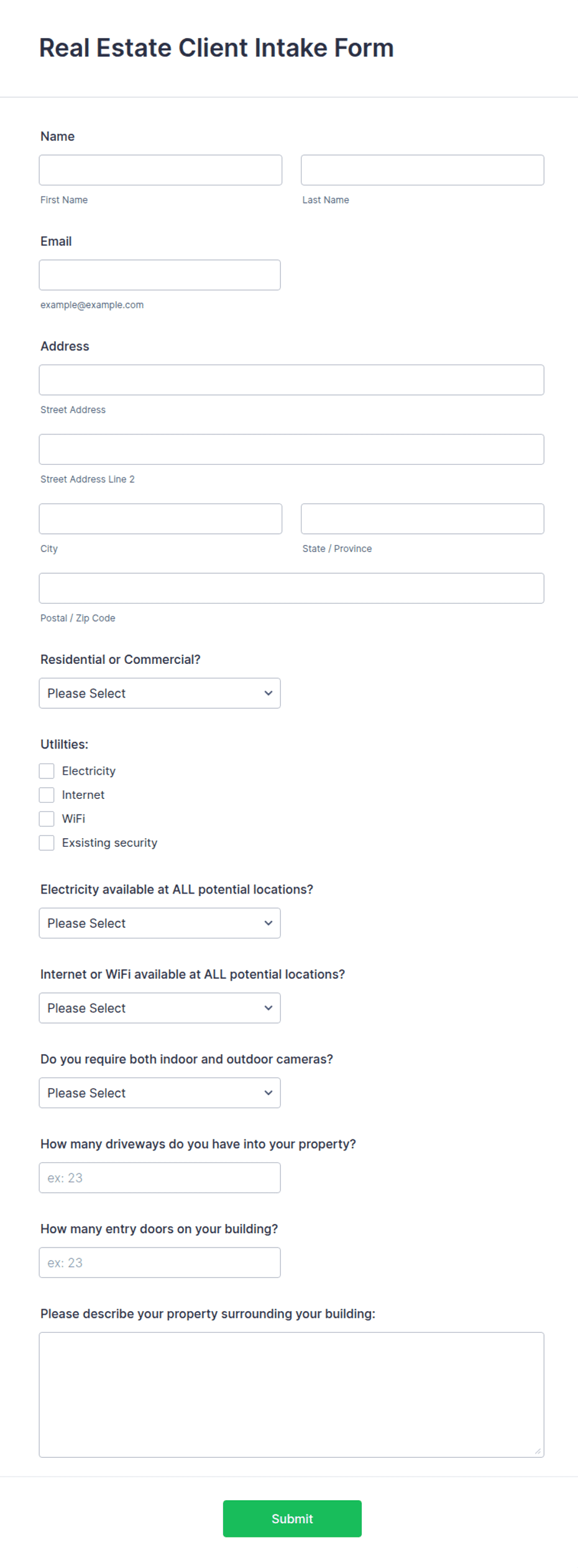 Real Estate Client Intake Form Template | Jotform