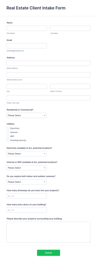 Real Estate Client Intake Form Template