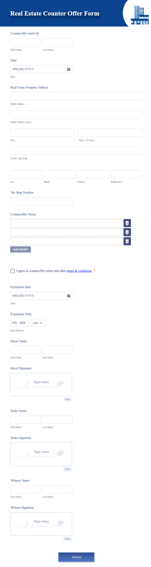 Real Estate Counter Offer Form Template