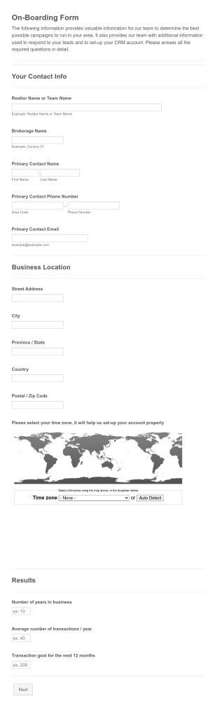 Real Estate CRM Client Registration Form Template