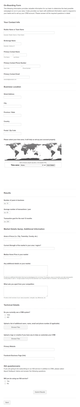 Real Estate CRM Client Registration Form Template