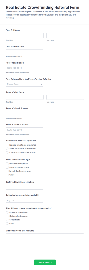 Real Estate Crowdfunding Referral Form Template