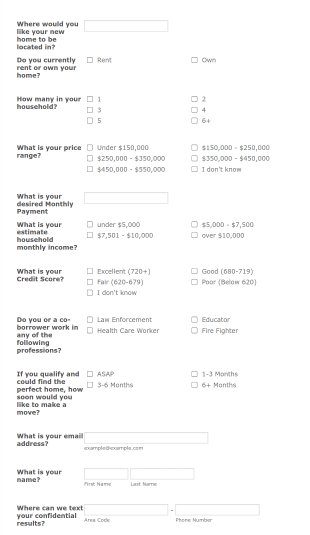 Real Estate Customer Intake Form Template