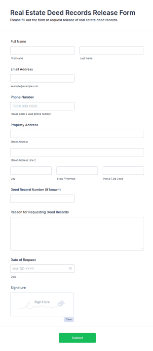 Real Estate Deed Records Release Form Template