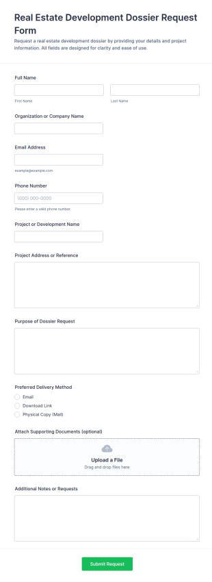 Real Estate Development Dossier Request Form Template