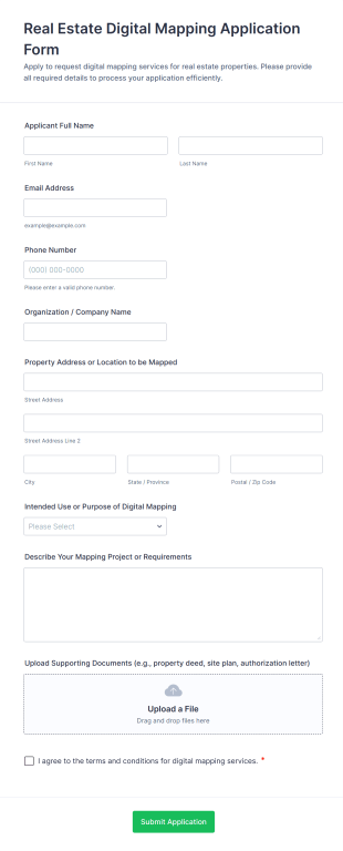 Real Estate Digital Mapping Application Form Form Template