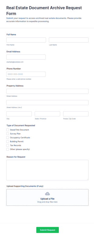 Real Estate Document Archive Request Form Template