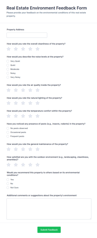 Real Estate Environment Feedback Form Template
