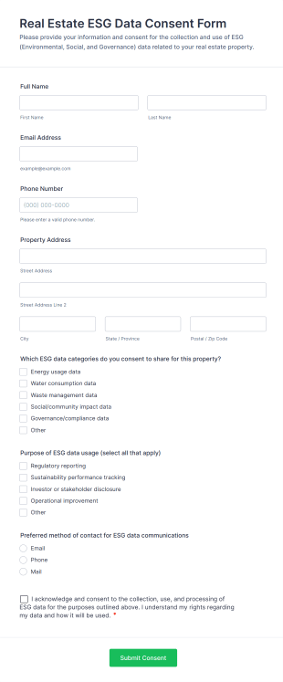 Real Estate ESG Data Consent Form Template