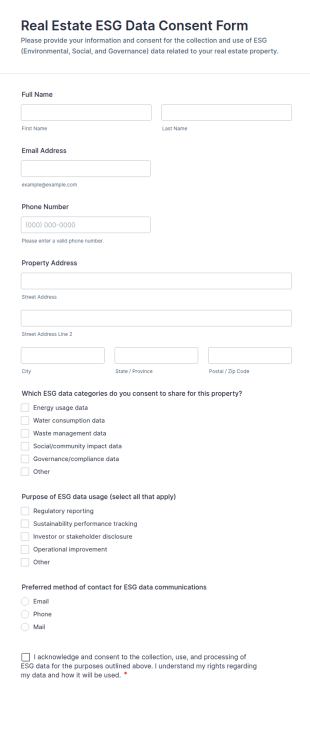 Real Estate ESG Data Consent Form Template