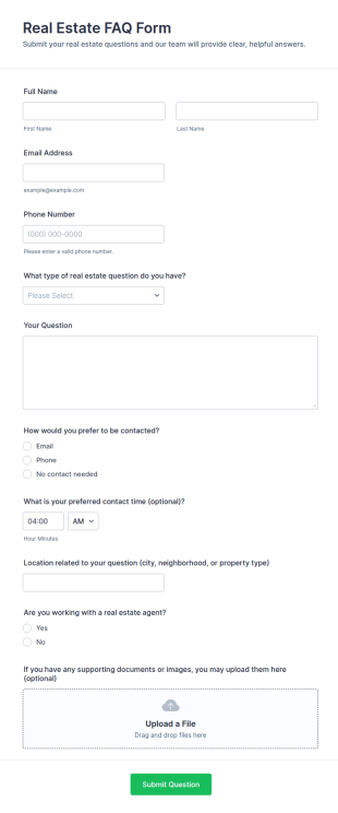 Real Estate FAQ Form Template
