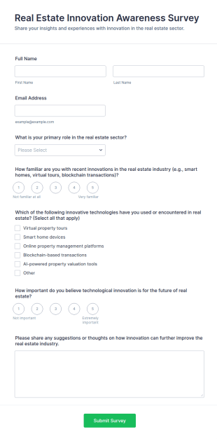 Real Estate Innovation Awareness Survey Form Template