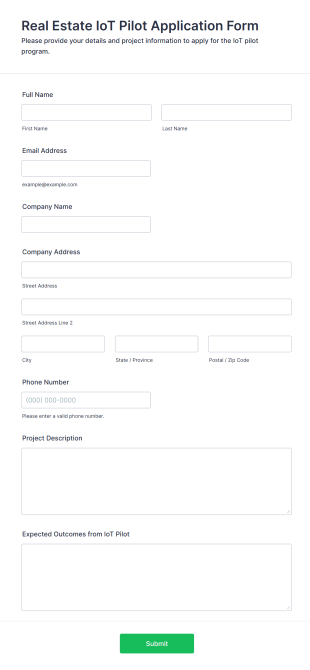 Real Estate IoT Pilot Application Form Form Template