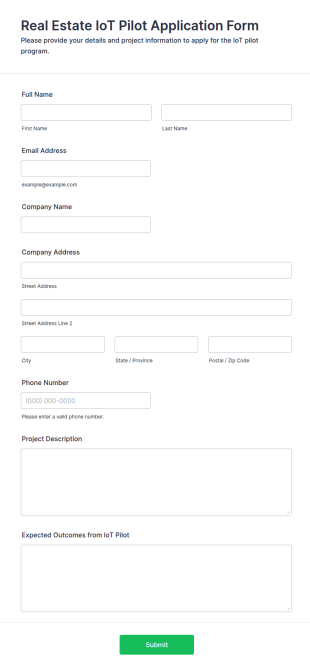 Real Estate IoT Pilot Application Form Template