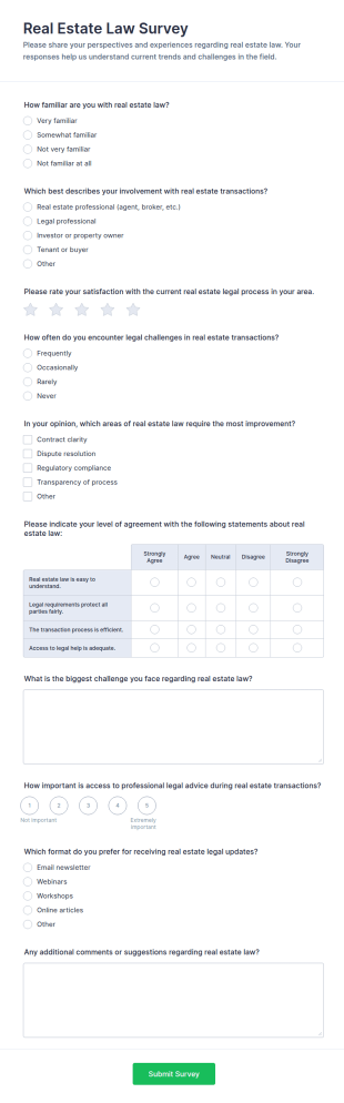 Real Estate Law Survey Form Template