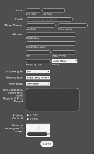 Real Estate Lead Form Template
