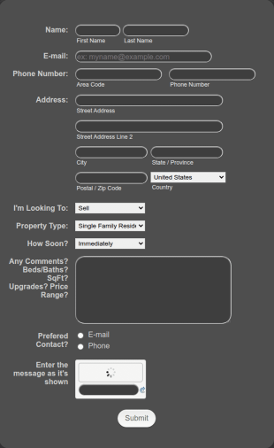 Real Estate Lead Form Template