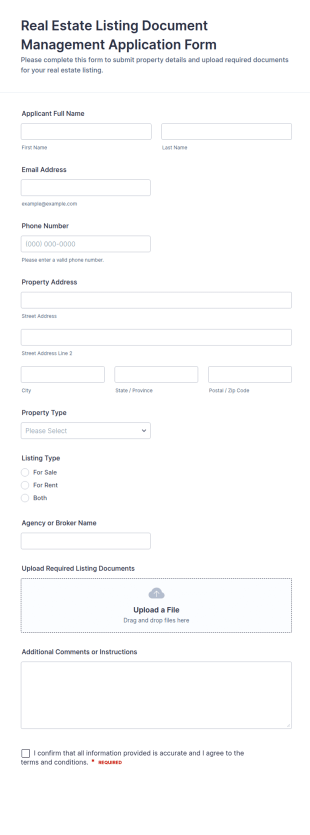 Real Estate Listing Document Management Form Template