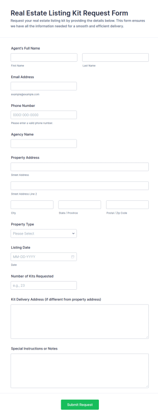 Real Estate Listing Kit Request Form Template