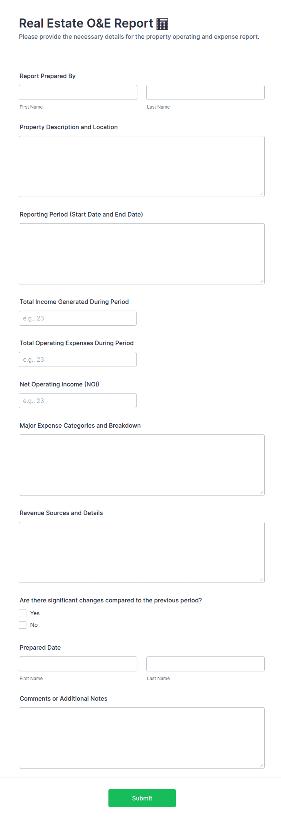 Real Estate O&E Report 📊 Form Template | Jotform