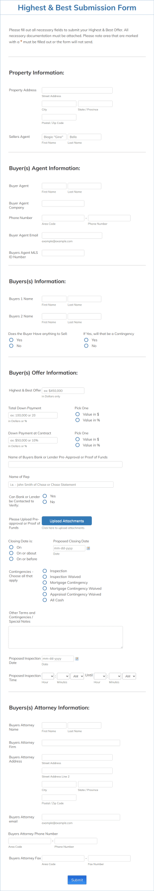 Real Estate Offer Form Template