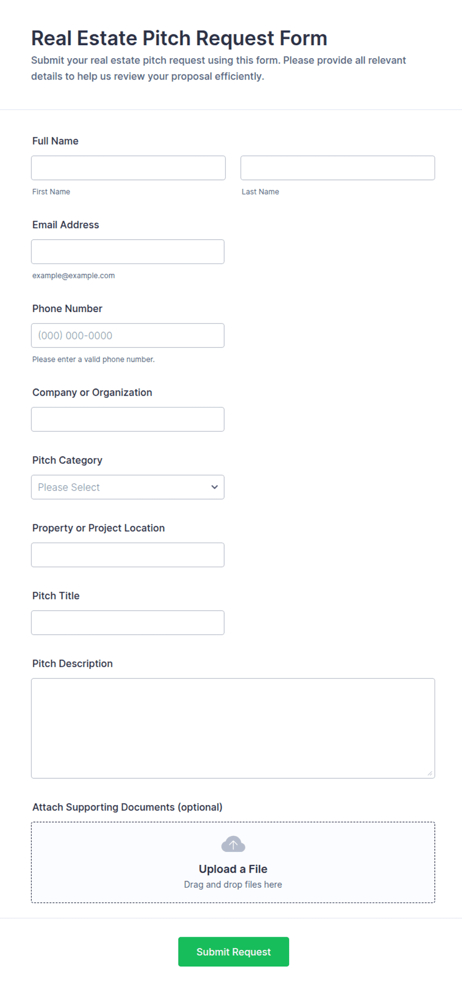 Real Estate Pitch Request Form Template | Jotform