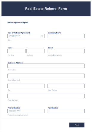 Real Estate Referral Form Template