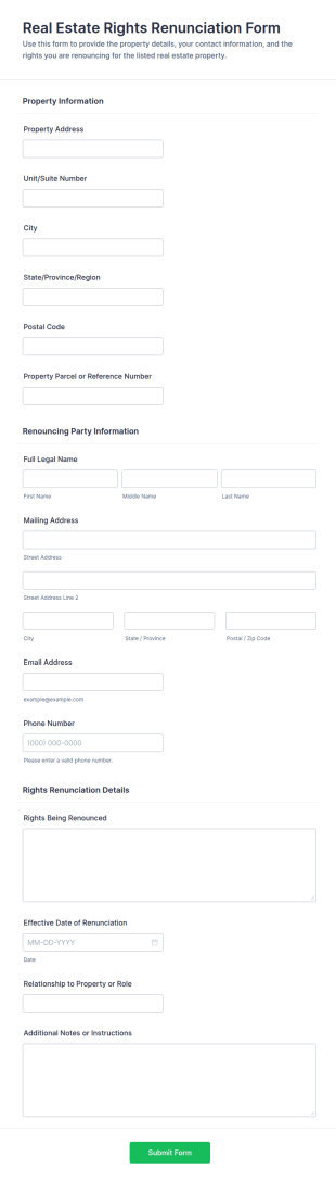 Real Estate Rights Renunciation Form Template
