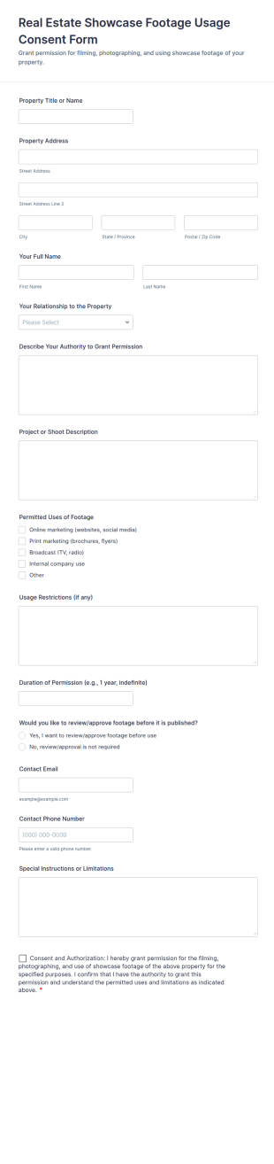 Real Estate Showcase Footage Usage Consent Form Template