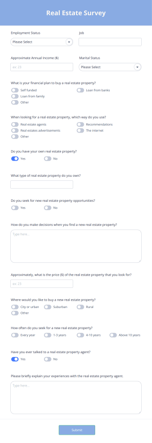 Real Estate Survey Form Template
