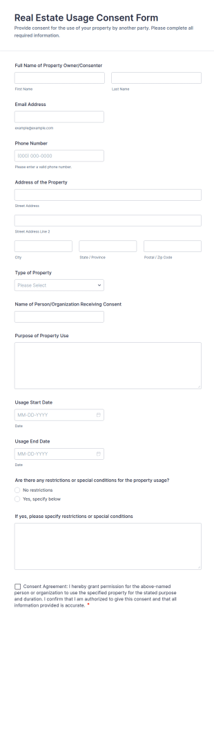 Real Estate Usage Consent Form Template